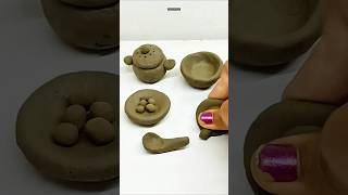 diy miniature clay kitchen set 🌿, #miniature #art #cookwaressets #claycookware #kitchenset #diy