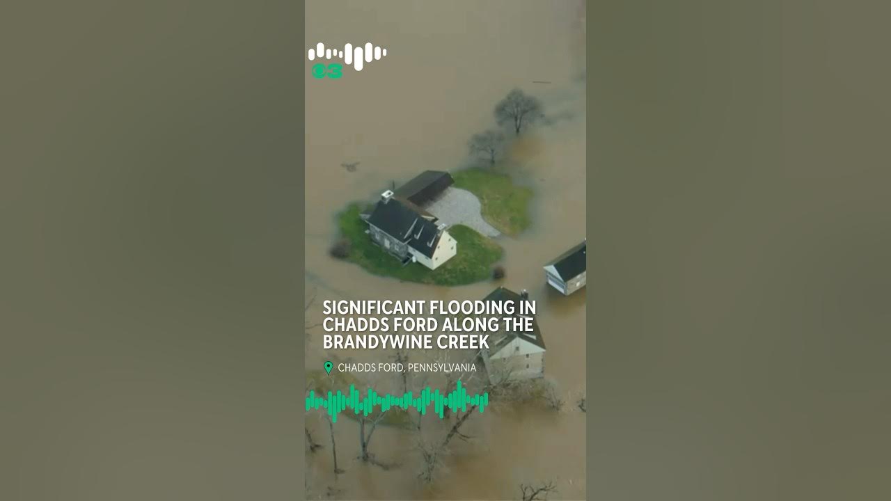 Significant flooding in Chadds Ford, Pennsylvania near the Brandywine