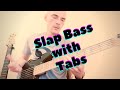 Классный слэп рифф на бас-гитаре в Ля дорийский // Funk slap bass in A dorian with tabs