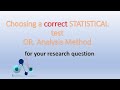 Choosing a correct statistical test or Analysis method