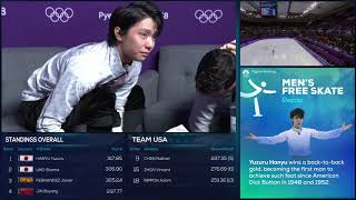 OG 2018 NBCSN - comments after Uno's performance: Yuzuru Hanyu wins back-to-back Olympic title