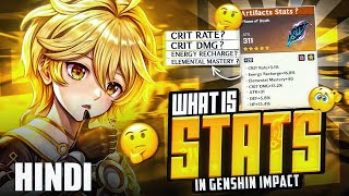 [HINDI] What is Crits Rate, Elemental Mastery, Energy Recharge in Genshin Impact Beginner Guide Attack Or Elemental Mastery Explained Genshin Imapct