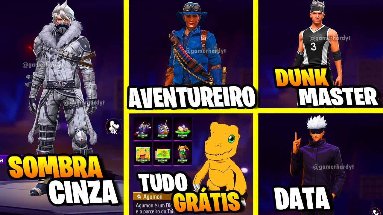 AGORA SIM! NOVO DUNK MASTER, SOMBRA ROXA E AVENTUREIRO, DATA JUJUTSU KAISEN, NOVIDADES FREE FIRE