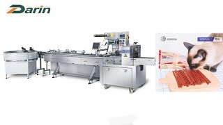 Meat Strips Packing Machine/Auto Sorting Packing Line for Core Filled Snacks/How to Pack Meat Stick