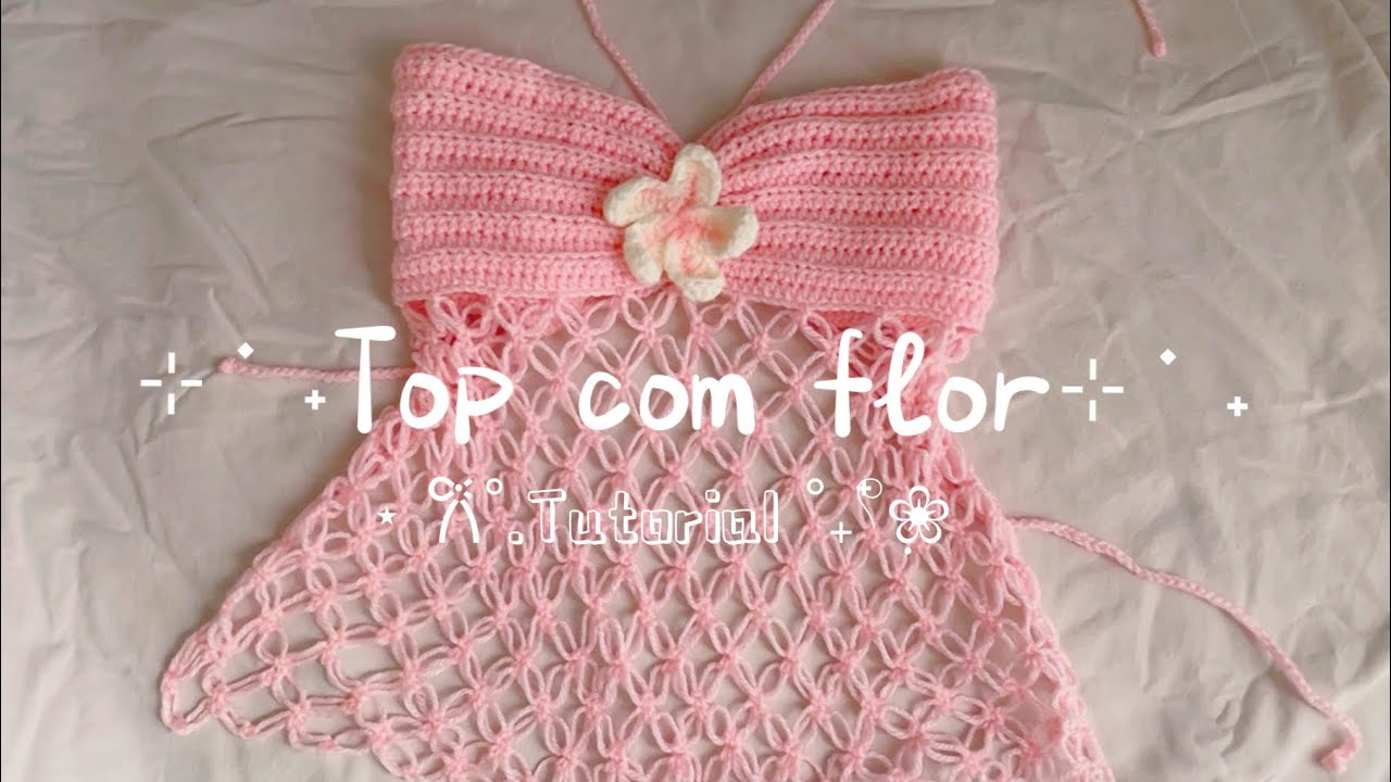 Top de Crochê com Flor 🌸 | Tutorial Fácil para Todos os Tamanhos PP P M G e GG.