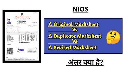 Nios Original Marksheet, Duplicate Marksheet, Revised Marksheet अंतर क्या है?| TASK IS HELPING(NIOS)