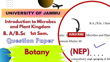 Botany:-Introduction to Microbes and Plants Kingdom B.A/B.Sc 1st sem question paper#jammuuniversity