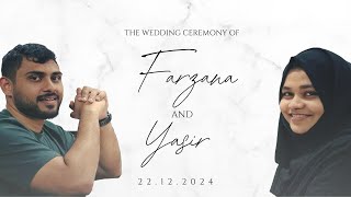 WEDDING CEREMONY | FARZANA NAZREEN & YASIR KHALID HUSSAIN | 22.12.2024