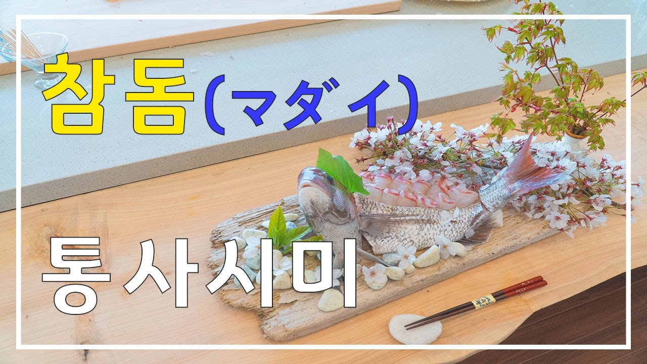 제주 감성, 자연산 도미 참돔(マダイ) 통사시미(刺身)(4k) - YouTube