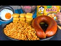 ASMR SAUSAGE GRILLED, SPICY FIRE NOODLES WITH CHEESE, CHICKEN NUGGETS, FRIED EGGS MUKBANG (EATING)