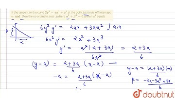 If the tangent to the curve `2y^(3)=ax^(2)+x^(3)` at the point (a,a) cuts off intercept ` alpha and