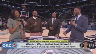 Carmelo Anthony & Tracy McGrady reacts to Thunder announce starting lineup for Game 6 vs. Spurs