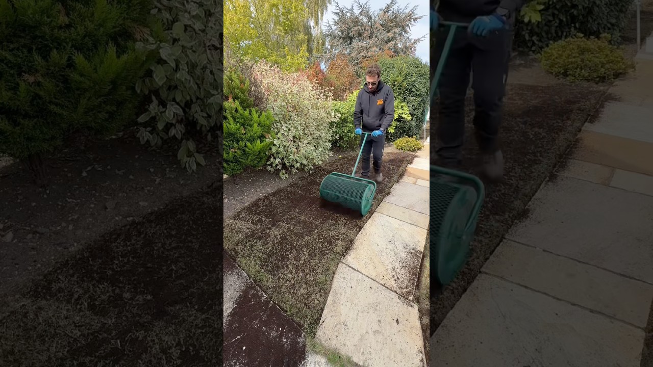 A Blanket of Goodness – Landzi Compost Spreader in Action! � #satisfying #lawncare #autumnvibes