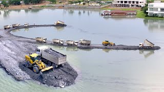 Part 498| Fantastic Building Road In middle in lake by Wheel Loader Skills Pushing Rock Into water