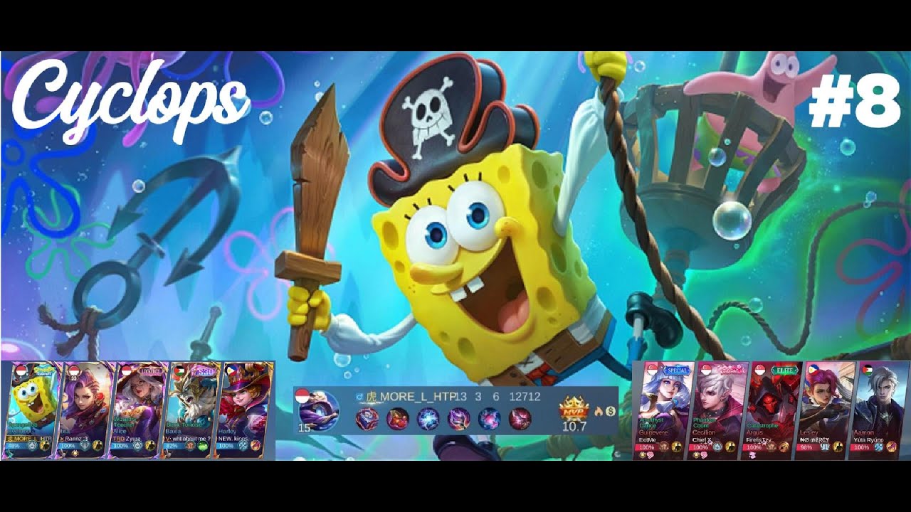 Gameplay Cyclops skin SPONGEBOB - Mobile Legends: Bang Bang #8