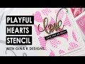 Playful Hearts Stencil | GINA K DESIGNS Luck & Love Card Kit