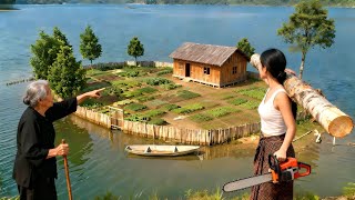 Young woman: Building her dream log cabin on an island that will sustain life for hundreds of years