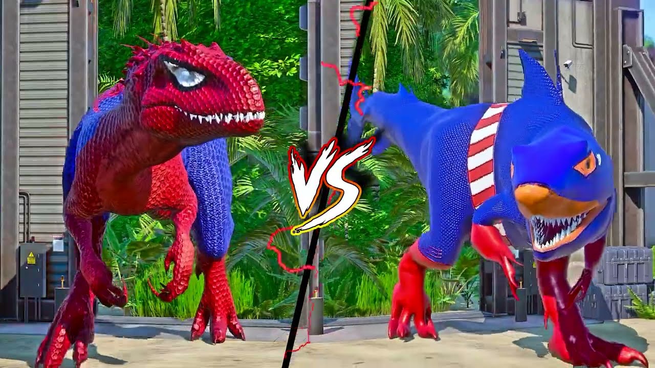 Captain America TEAM  vs  SPIDER-MAN TEAM in Superhero Dinosaur Battle!