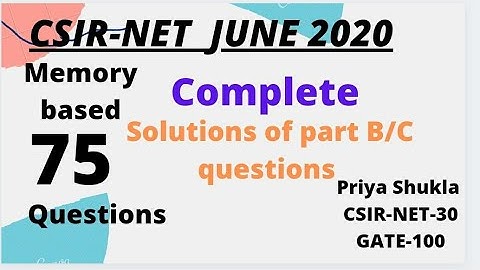Answer key of CSIR-NET june 2020 chemical science |memory based|Solution of CSIR-NET June 2020