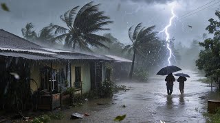 Beware!⛈️😱Extreme rainstorms hit rural areas of Indonesia || rain sounds