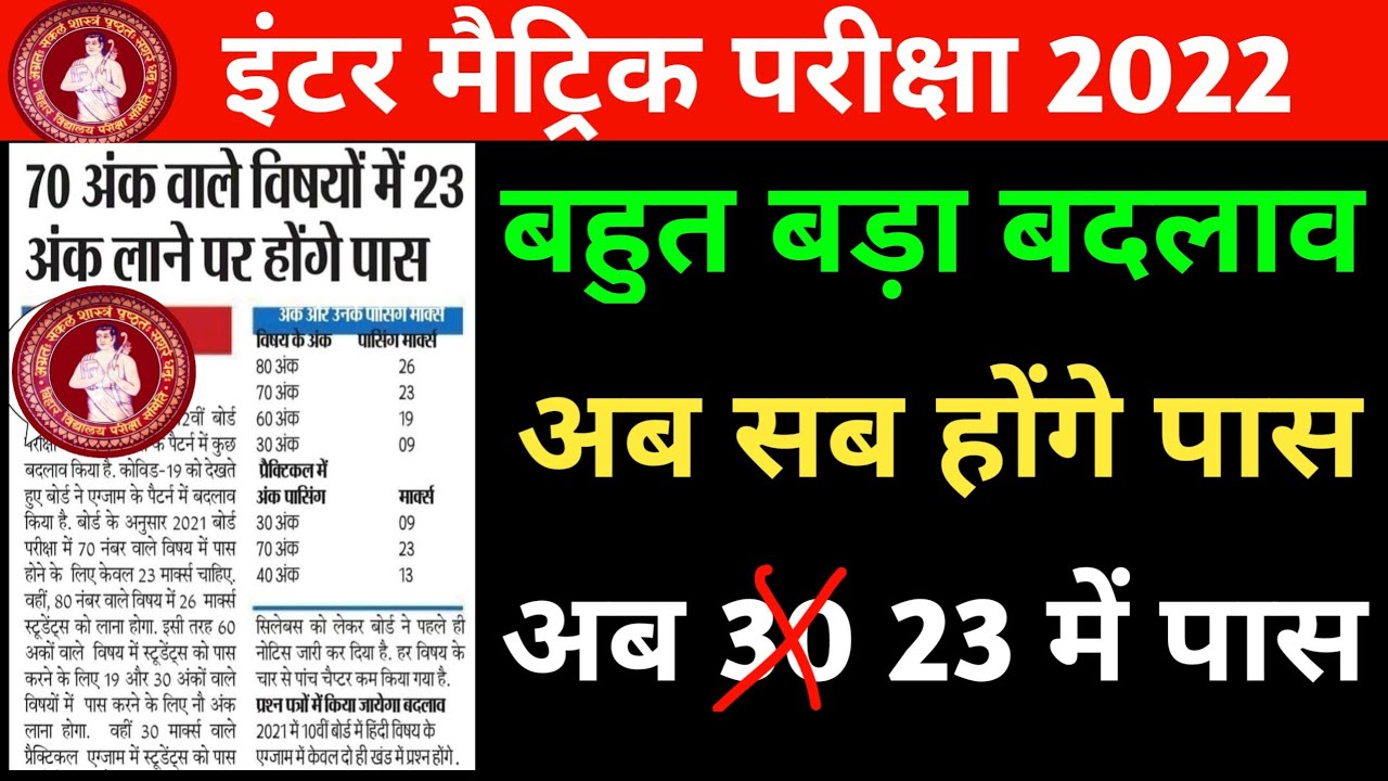 bihar board passing marks 2022 | bihar board objective passing marks 2022 | bihar board pass marks