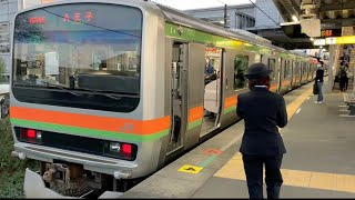 JR八高線/川越線E231系3000番台(宮ハエ編成)入線.発車する列車。