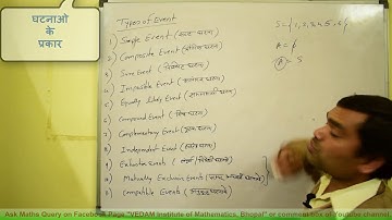 Probability - Types of Events in Hindi(lecture 2) II घटनाओ के प्रकार