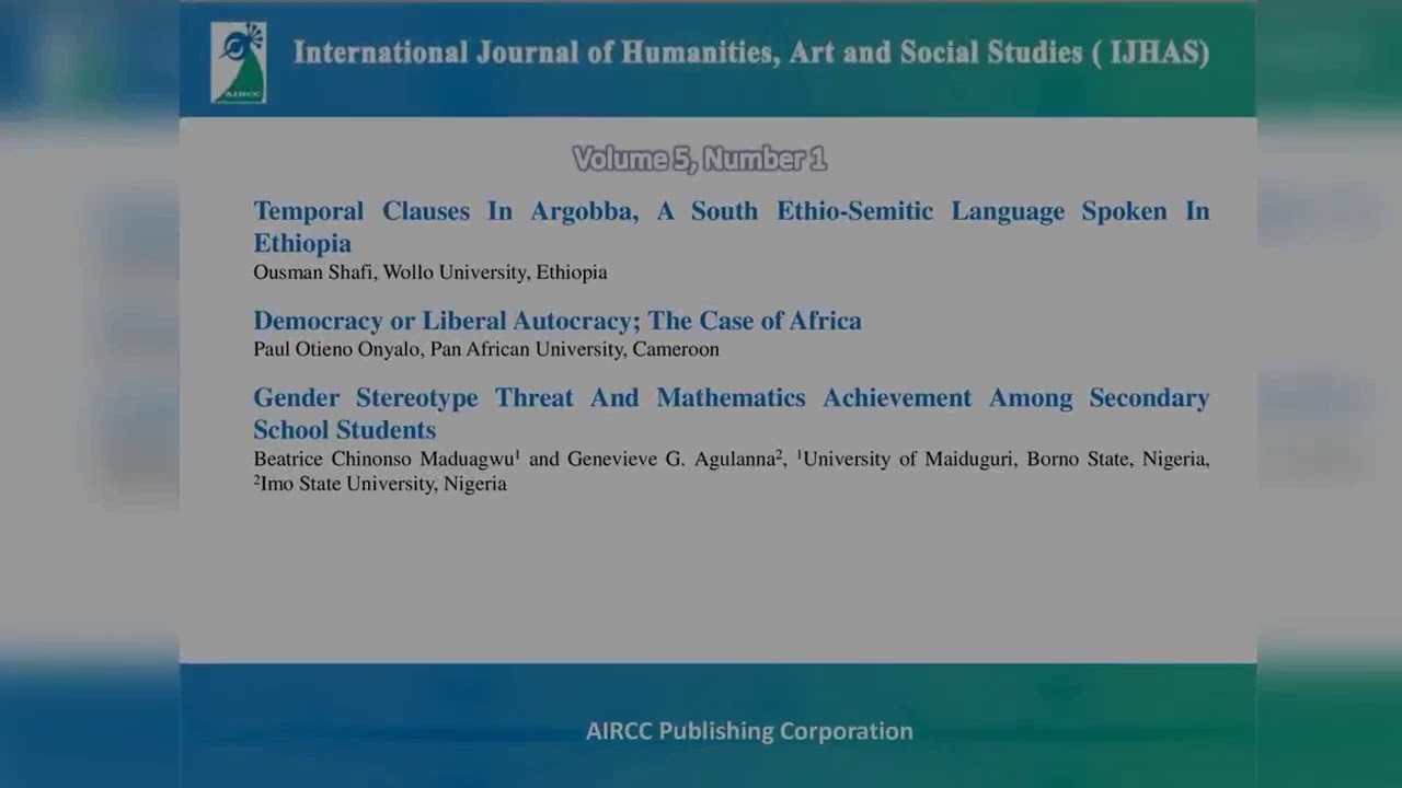 International Journal of Humanities, Art and Social Studies (IJHAS ...