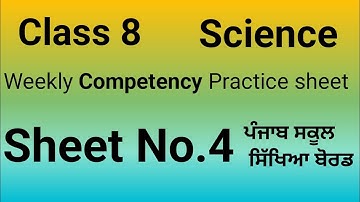 Class 8 | Science | Weekly Competency Practice sheets| Sheet No.4 |PSEB