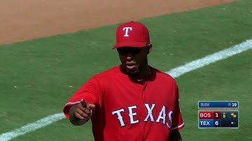 BOS@TEX: Andrus backhands grounder, gets out at third