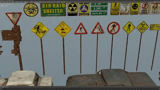 Post Apocalyptic Survival Urban City Props and Road Signs Pack  - 3dsmax