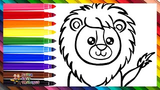 How To Draw A Lion 🦁 Drawing And Coloring A Cute Lion 🦁🌈 Drawings For Kids