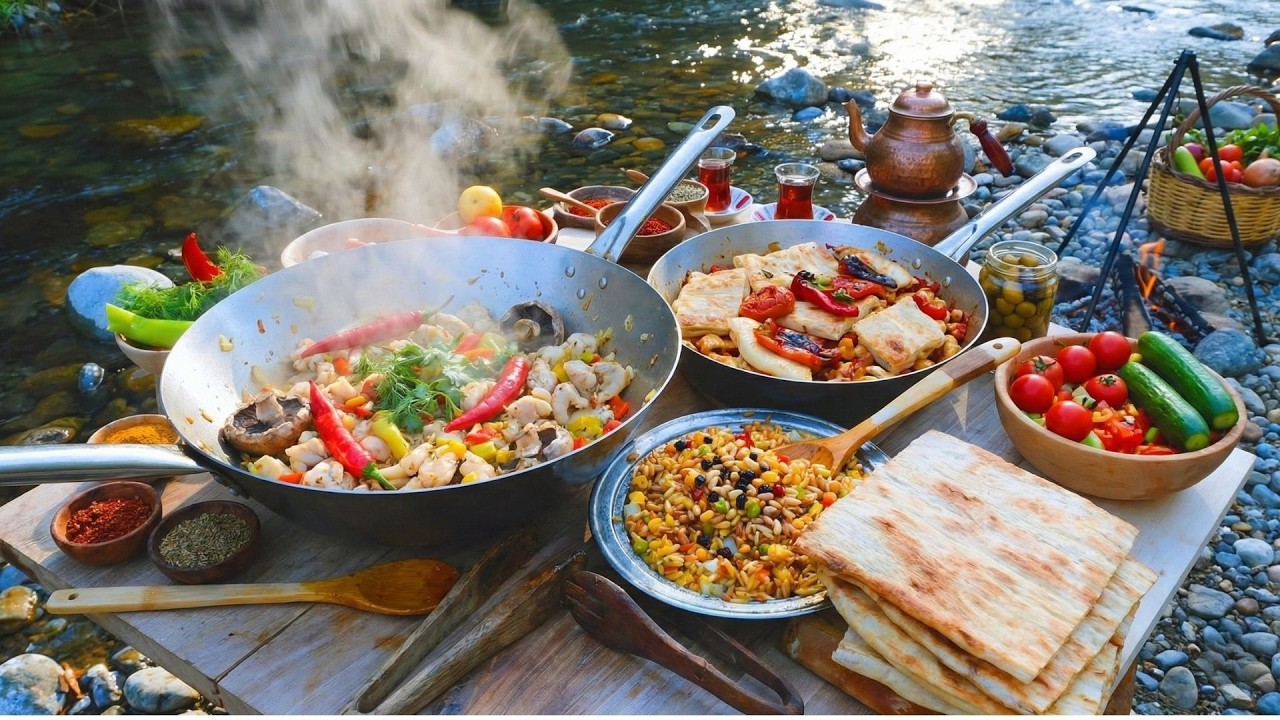 Cooking Chicken & Rice by the Stream | Sumela Monastery Wilderness Cooking 4K