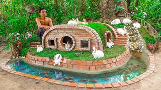 Build Hobbit House For Rescue Rabbit And Waterfall Fish Pond