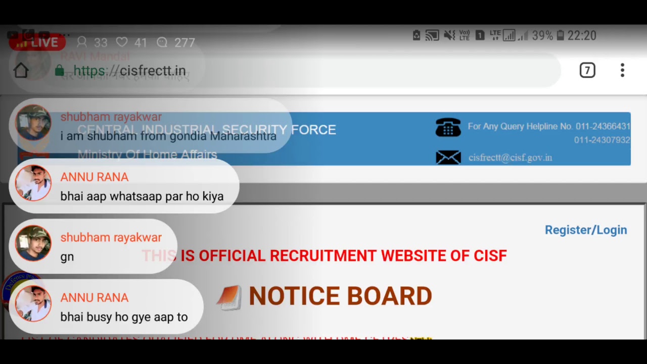 CISF FIREMAN RESULT NOTICE ALL  Candidate