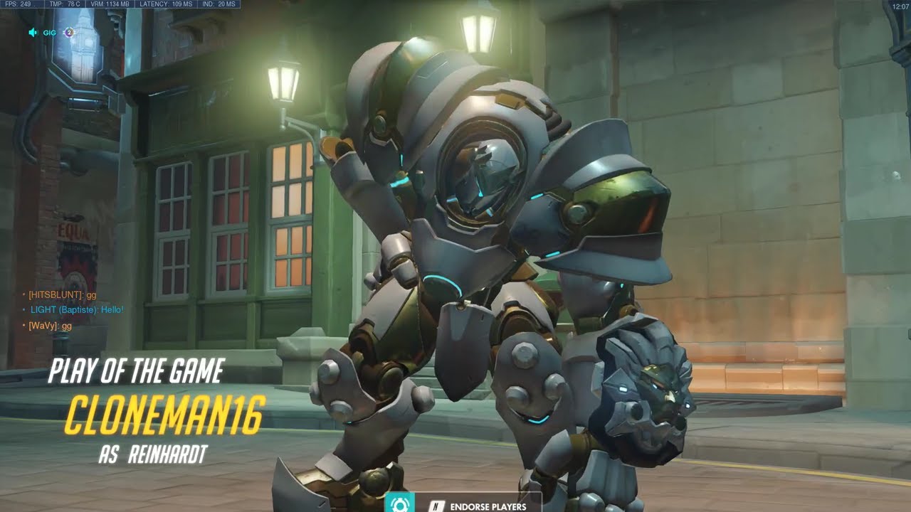 POTG! CLONEMAN16 REINHARDT OVERWATCH GAMEPLAY SEASON 28 TOP 500