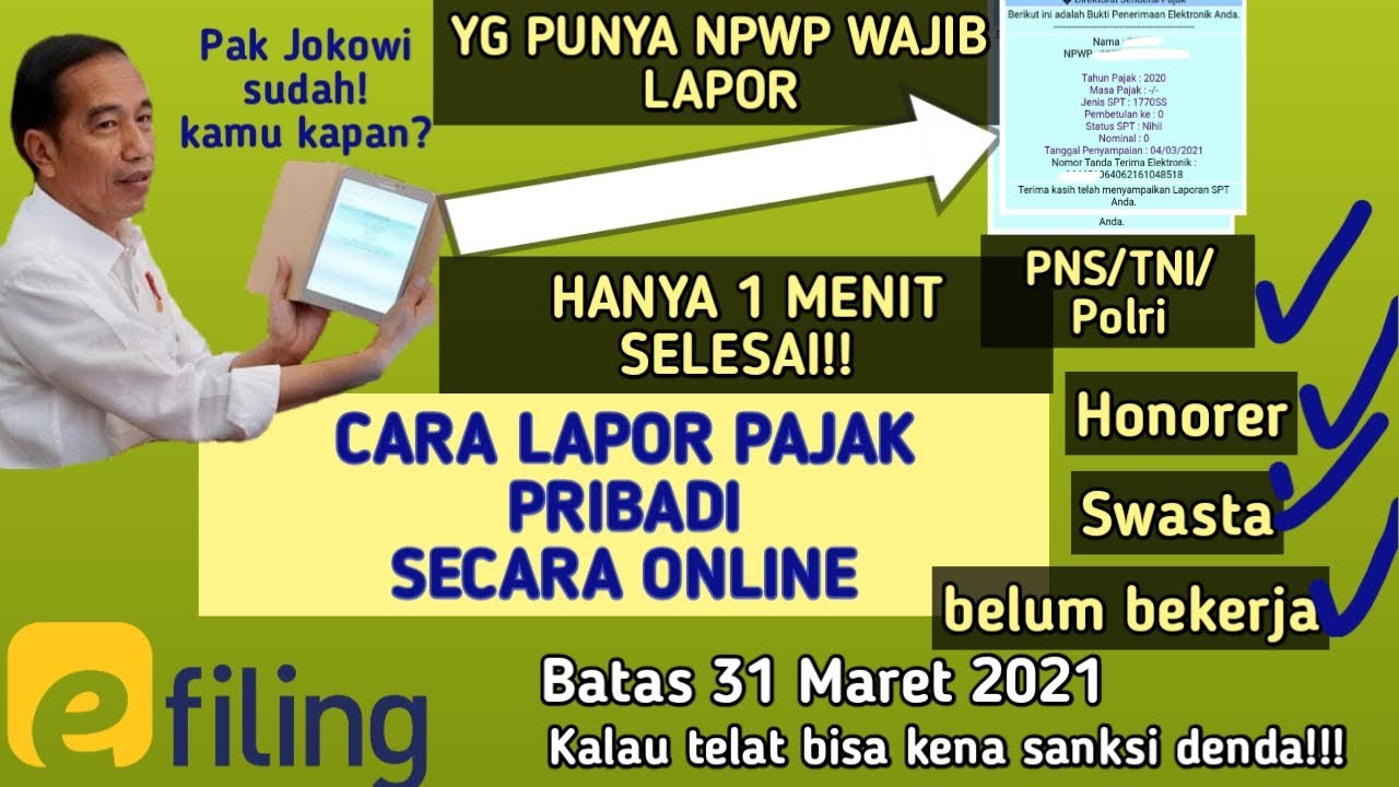 CARA LAPOR SPT TAHUNAN PRIBADI ONLINE 2021|PNS-HONORER-TNIPOLRI-SWASTA