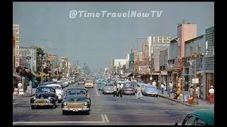 Vintage Compton Blvd 1950's near Willowbrook Ave, Color Video, Old School Los Angeles, Classic Cars