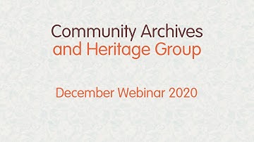 Community Archives December Webinar 2020