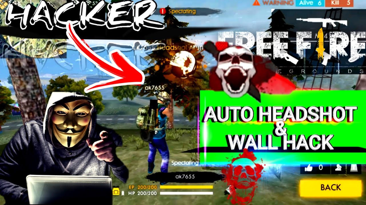 FREEFIRE - HACKER IN FREE FIRE BATTELGROUND, AUTO HEADSHOT AND