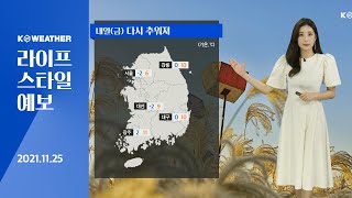 [날씨] 11월 25일_내일(금) 다시 추워져…동해안 화재주의!