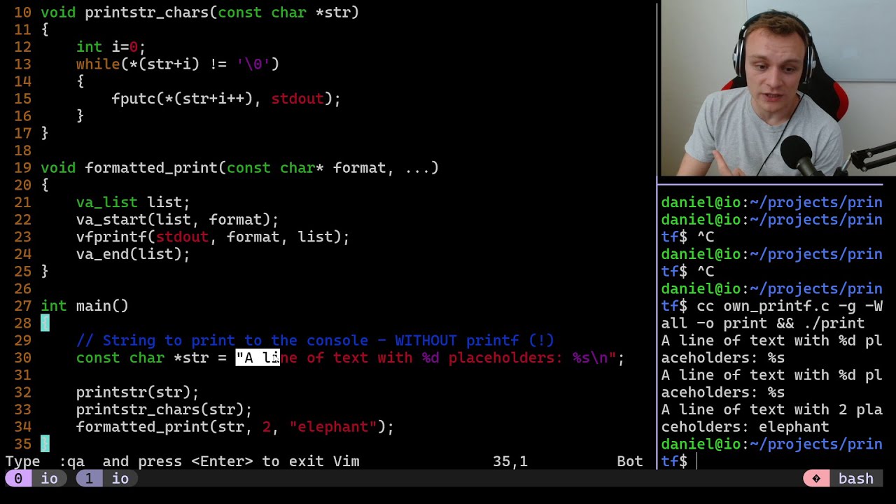 Coding Print-to-Console in C without printf - YouTube