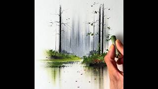 Beautiful winter forest scenery drawing with oil pastel screenshot 1