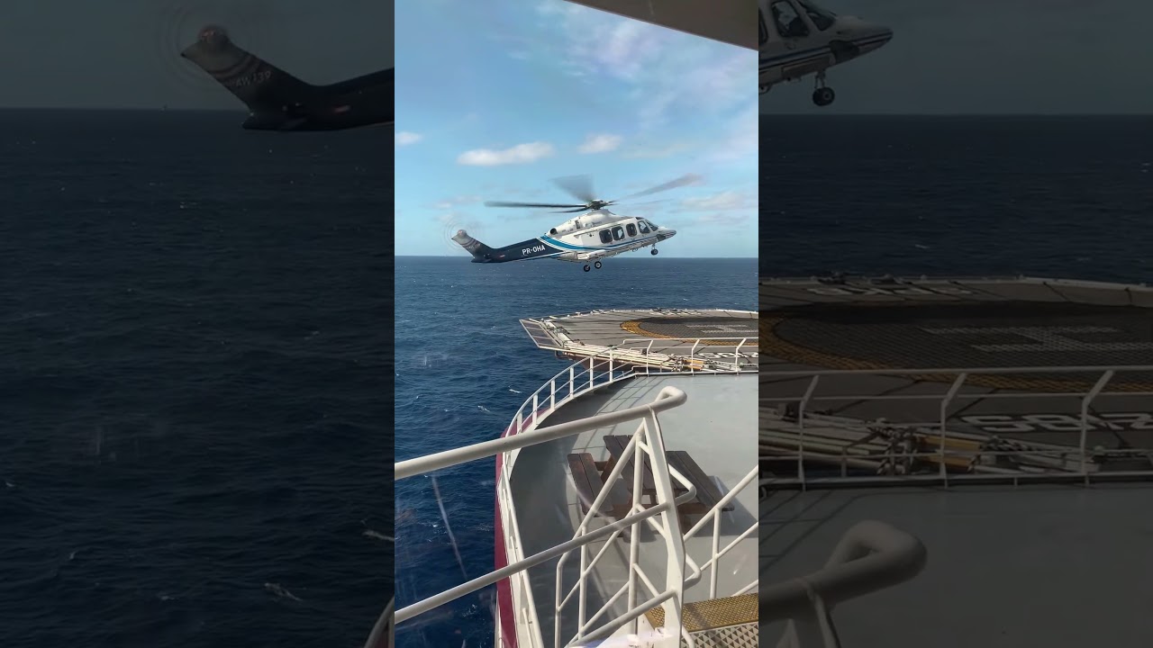 Helicopter landing on offshore ship Skandi Buzios 