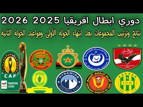 دوري ابطال افريقيا 2025 نتائج وترتيب المجموعات بعد انتهاء الجولة الأولى ومواعيد الجولة الثانية