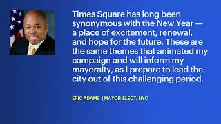 NYC Mayor-elect Eric Adams to be sworn in at Times Square NYE celebration