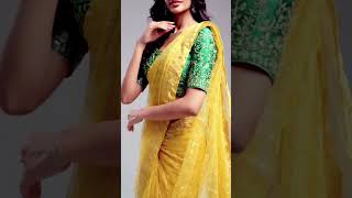 yellow designer saree blouse #partywearsarees #yellowsaree #trendingsarees #new #saree #youtube #yt