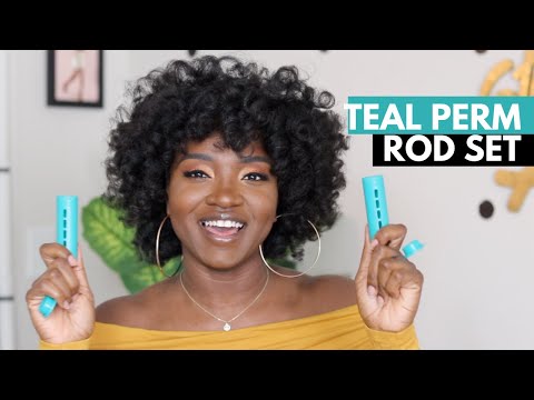 teal-perm-rod-set-on-blown-out-hair-|-natural-hair