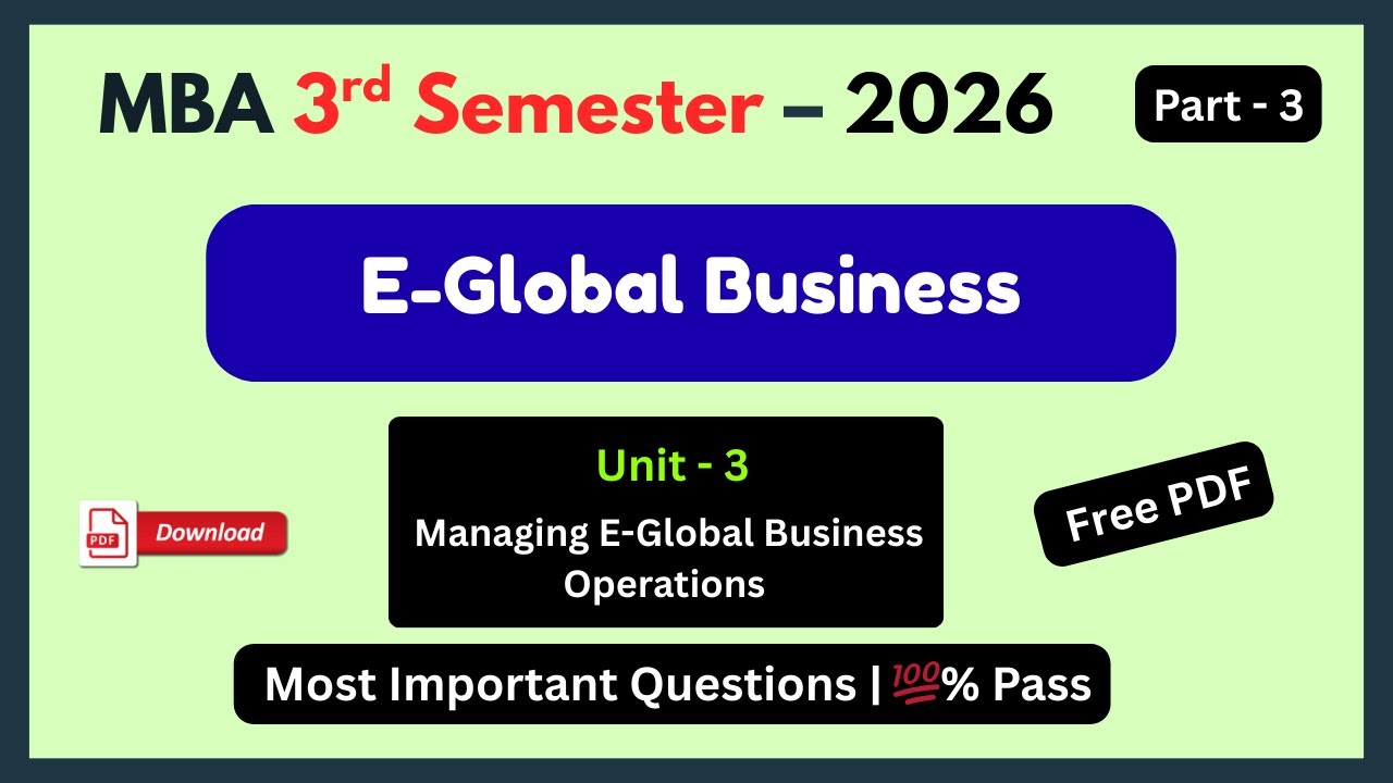 Managing E-Global Business Operations Unit 3 | E-Commerce, SCM, Risk & Cloud | MBA 
