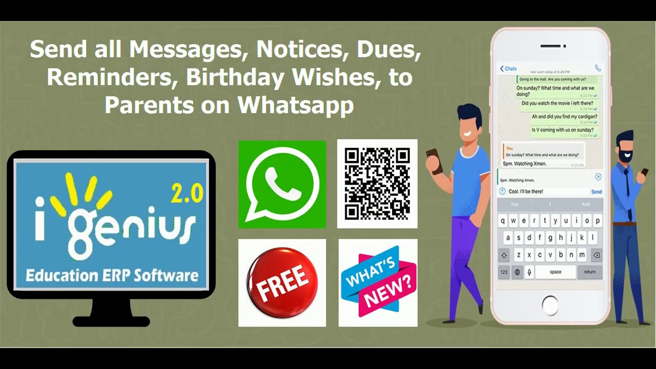 i-Genius 2.0: School & College ERP Software with Free Bulk whatsapp tool to send msg to all students